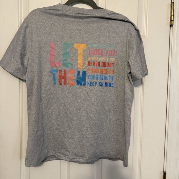 "Let Them Judge You" Gray Graphic Tee Quotes Women Feminist Size L - Picture 1 of 3